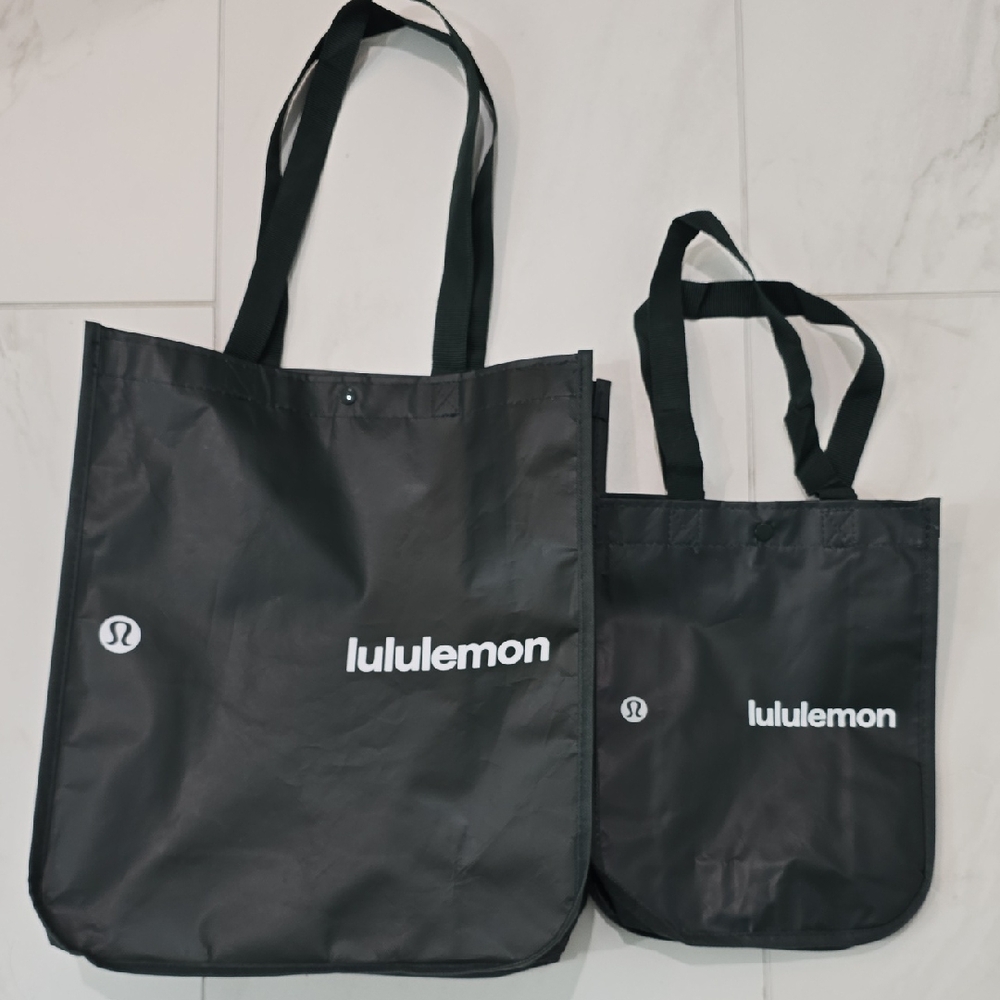 Lululemon Dark Green White Tote Bag Set Large And Small